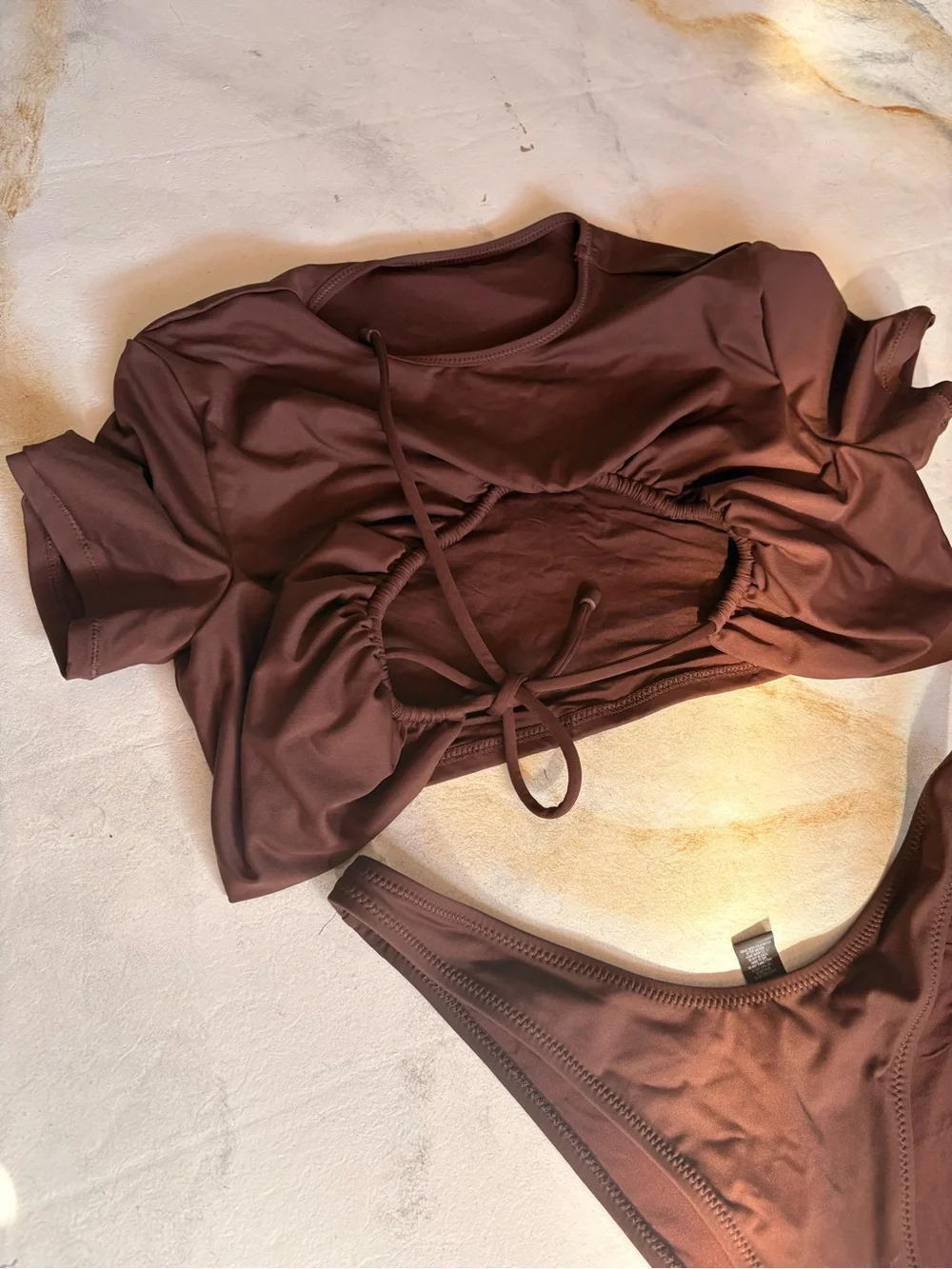 SKIMS Brown Three-Piece Bikini Set - Picture 2 of 9